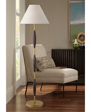 Possini Euro Carillo 67" Espresso Brown and Gold Modern Floor Lamp