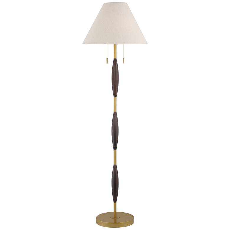 Image 2 Possini Euro Carillo 67" Espresso Brown and Gold Modern Floor Lamp