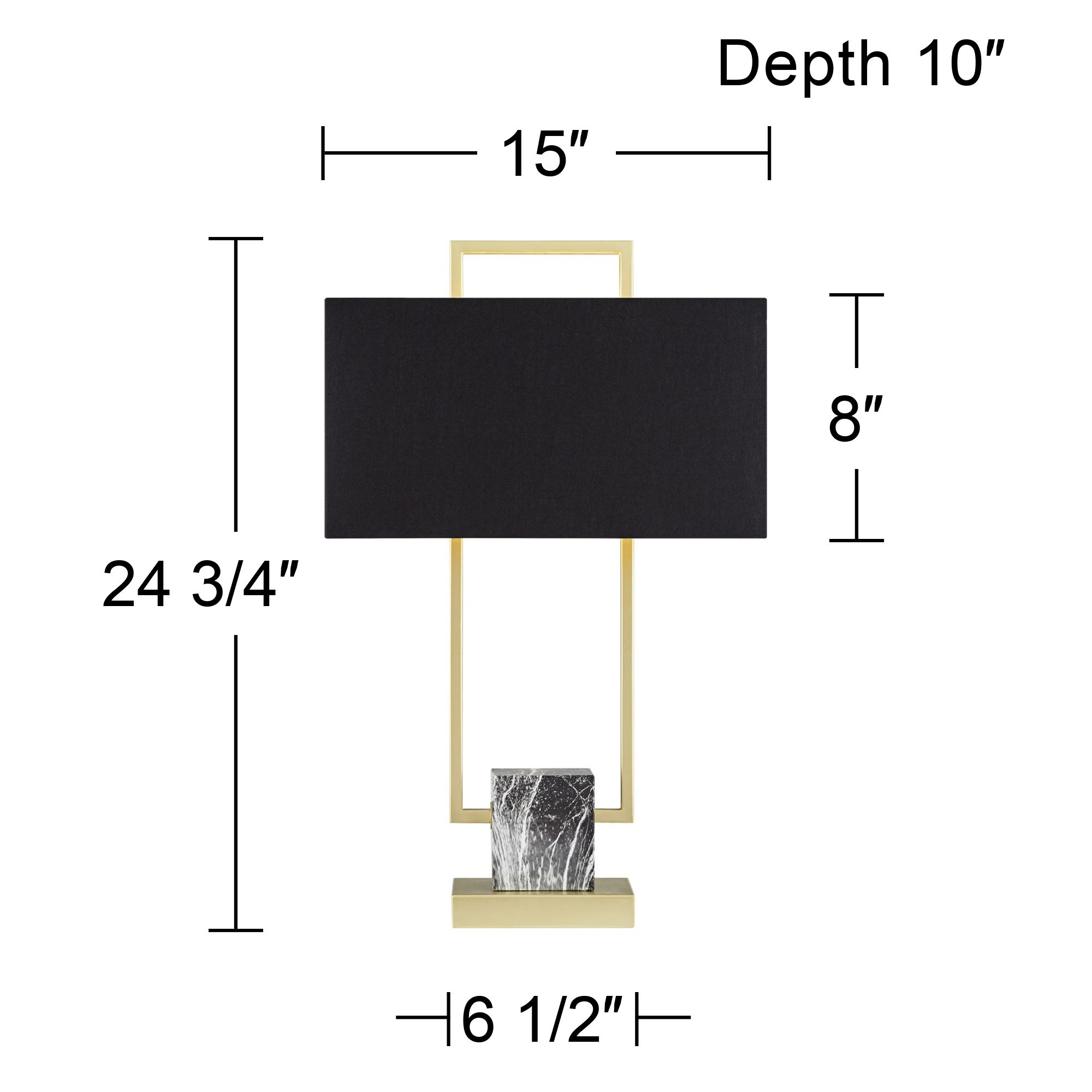 Possini Euro Carl 24 3/4" Black and Gold Rectangle Table Lamp