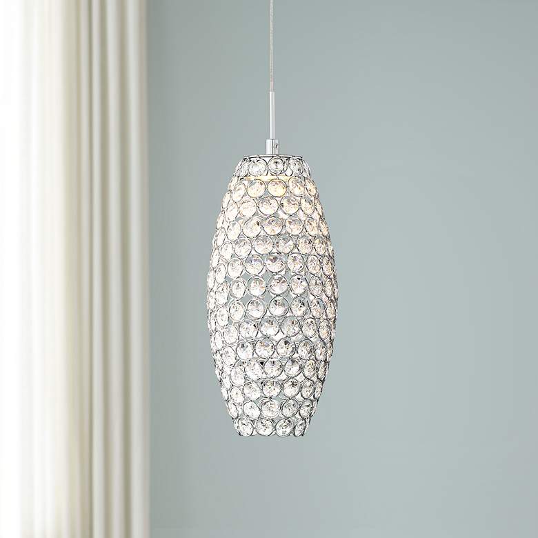 Image 1 Possini Euro Carlier 5 1/4 inchW Chrome LED Crystal Mini Pendant