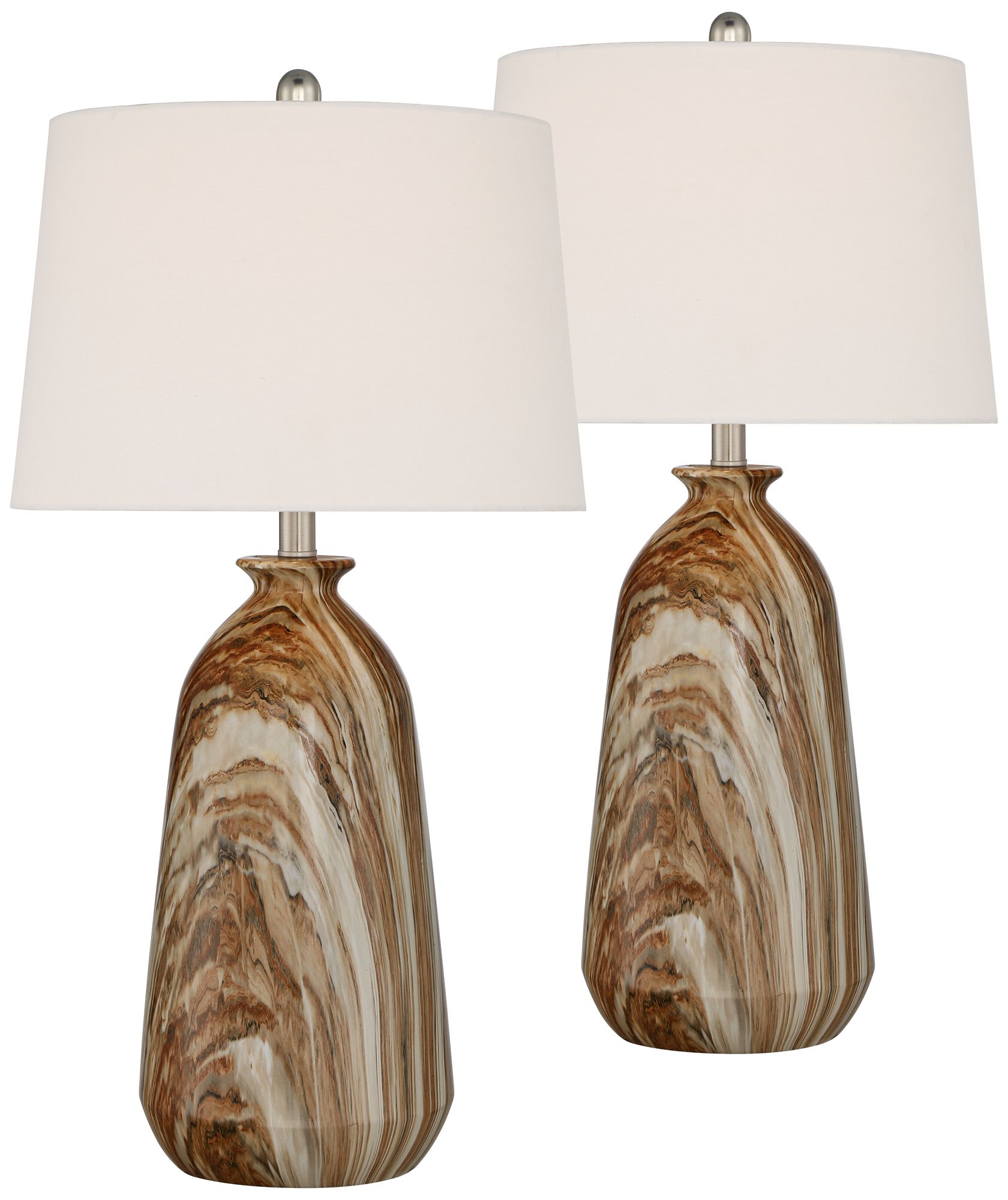 Image 3 Possini Euro Carlton 28" Brown Faux Marble Table Lamps Set of 2