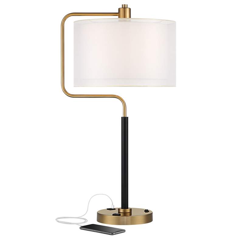 Image 2 Possini Euro Carlyle 30 1/2" High USB and Outlet Modern Desk Lamp