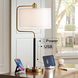 Image1 of Possini Euro Carlyle 30 1/2" High USB and Outlet Modern Desk Lamp