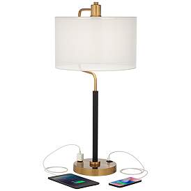 Image3 of Possini Euro Carlyle 30 1/2" High USB and Outlet Modern Desk Lamp more views