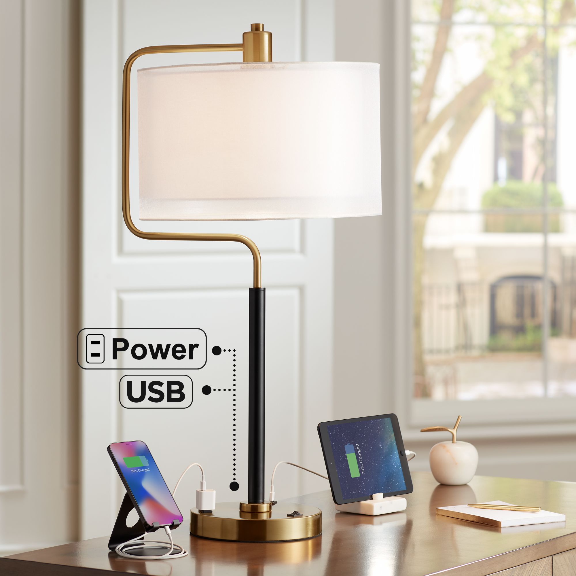 Possini Euro Carlyle 30 1/2" High USB and Outlet Modern Desk Lamp