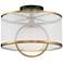 Possini Euro Carlyn 14" Wide Sheer Shade and Brass Drum Ceiling Light