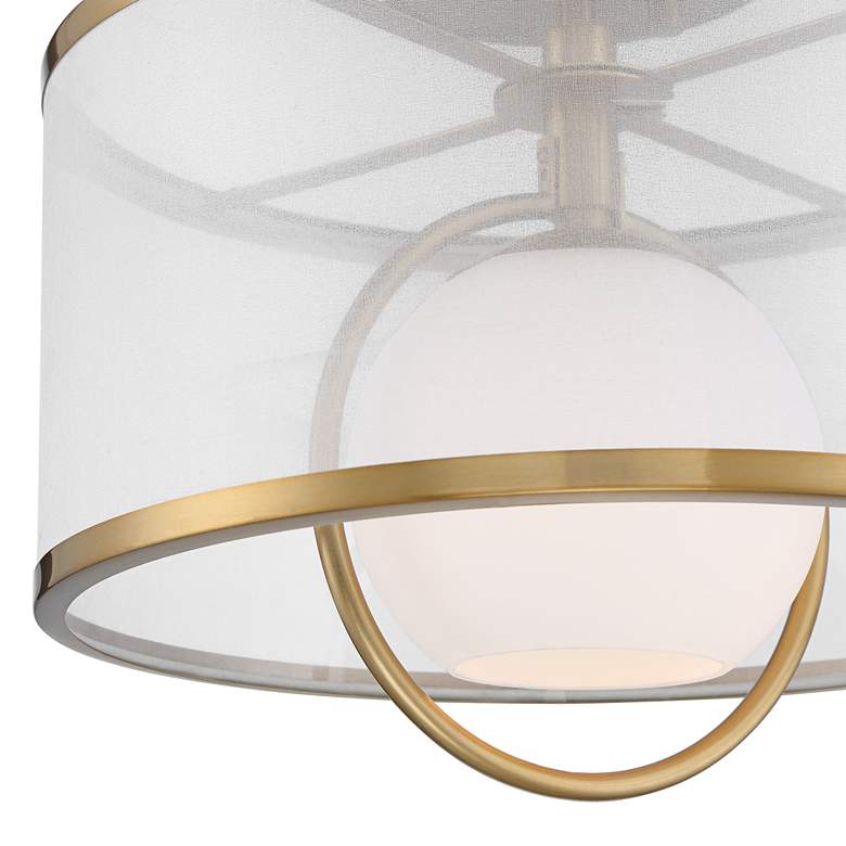 Image 3 Possini Euro Carlyn 14" Wide Sheer Shade and Brass Drum Ceiling Light more views