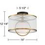 Possini Euro Carlyn 14" Wide Sheer Shade and Brass Drum Ceiling Light