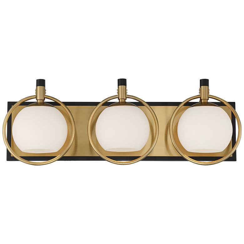 Image 2 Possini Euro Carlyn 26 inch Gold and Black Modern Luxe 3-Light Bath Light