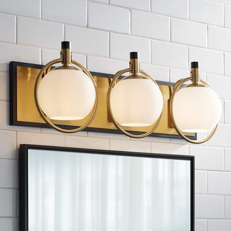 Image 2 Possini Euro Carlyn 26" Gold and Black Modern Luxe 3-Light Bath Light