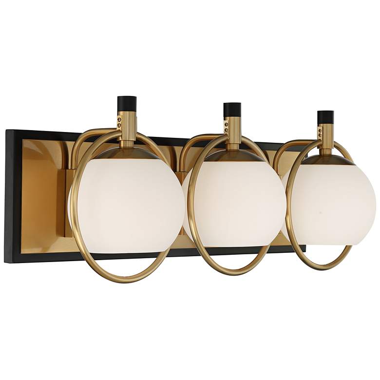 Image 4 Possini Euro Carlyn 26 inch Gold and Black Modern Luxe 3-Light Bath Light more views