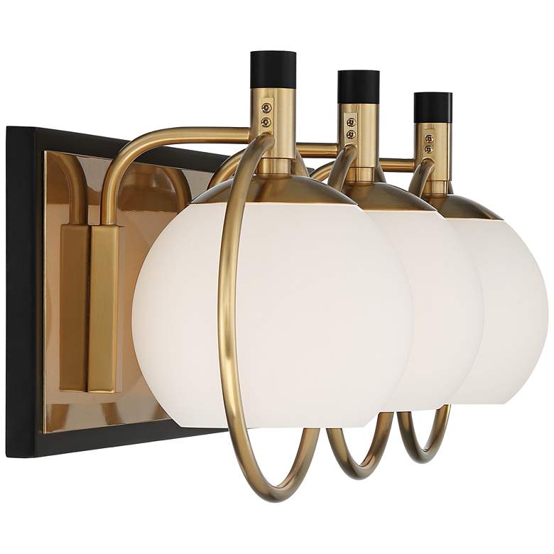 Image 5 Possini Euro Carlyn 26 inch Gold and Black Modern Luxe 3-Light Bath Light more views