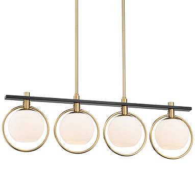 Possini Euro Carlyn 33" Brass and Black 4-Light Island Pendant
