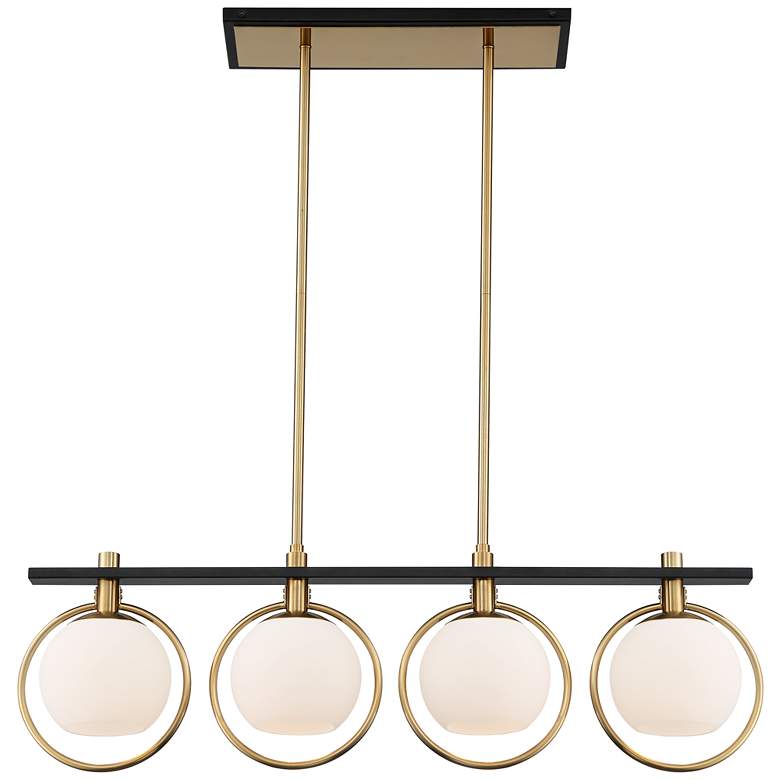 Image 6 Possini Euro Carlyn 33 inch Brass and Black 4-Light Island Pendant more views