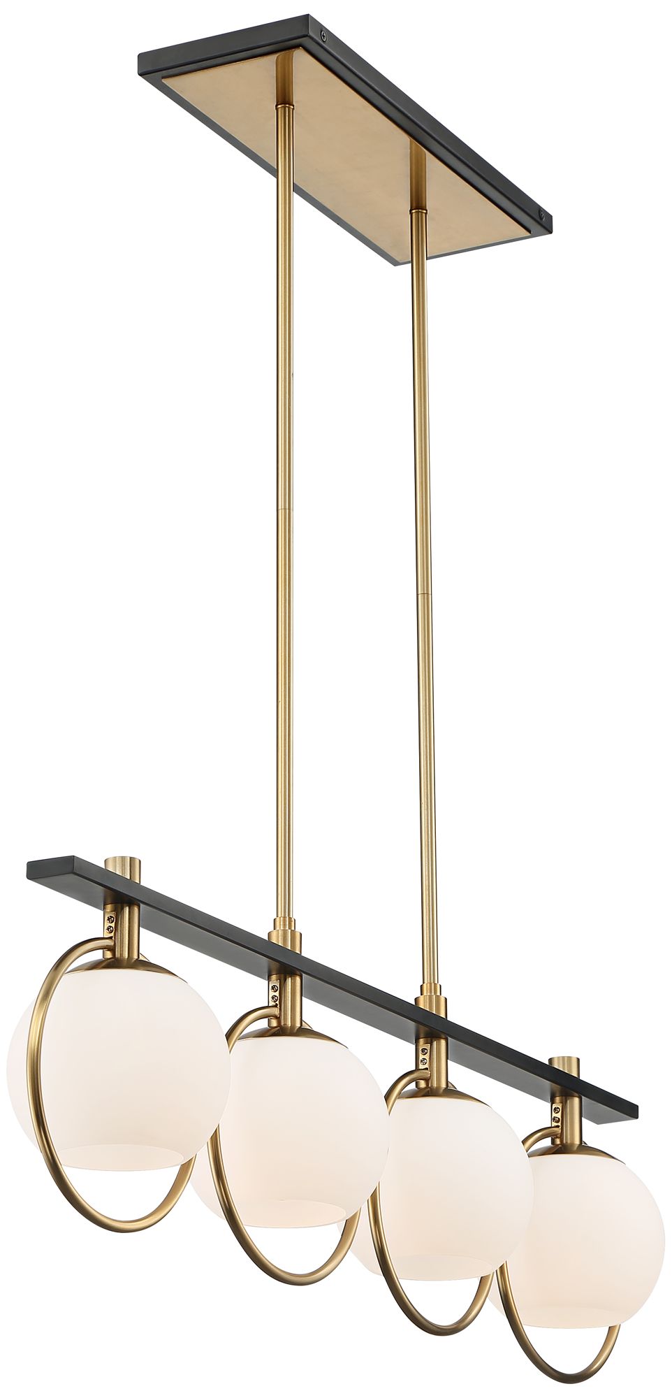 Watch A Video About the Possini Euro Carlyn Brass and Black 4 Light Island Pendant