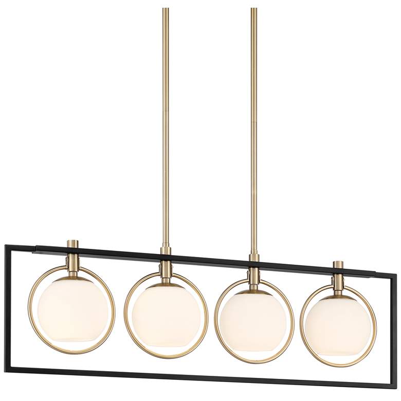 Image 3 Possini Euro Carlyn 37 1/2" Wide Black and Gold 4-Light Island Pendant