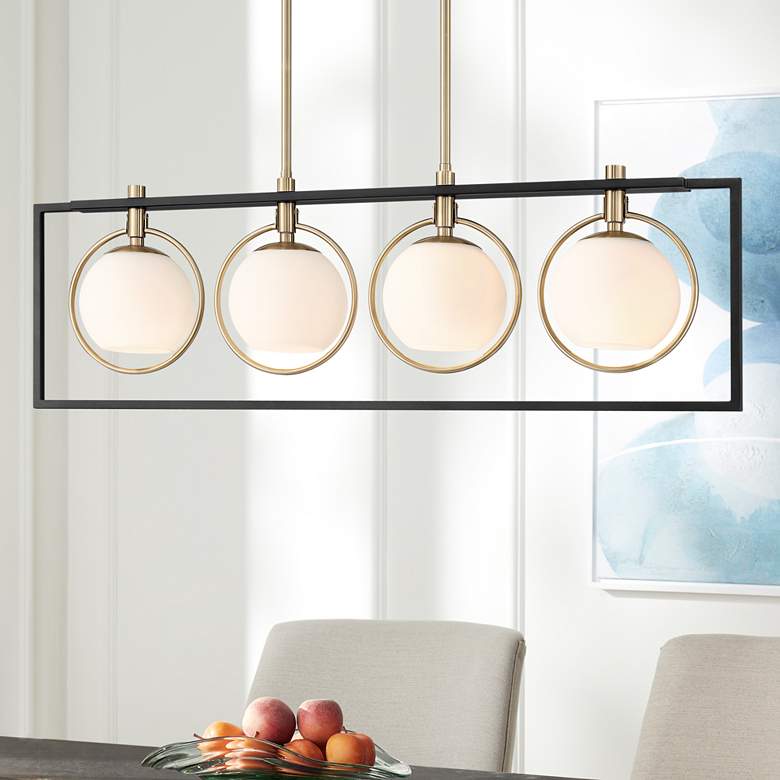 Image 2 Possini Euro Carlyn 37 1/2" Wide Black and Gold 4-Light Island Pendant