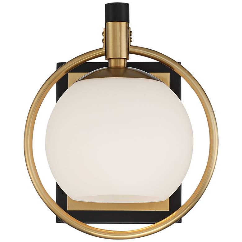 Image 5 Possini Euro Carlyn 9 1/2" High Antique Brass and Black Wall Sconce more views