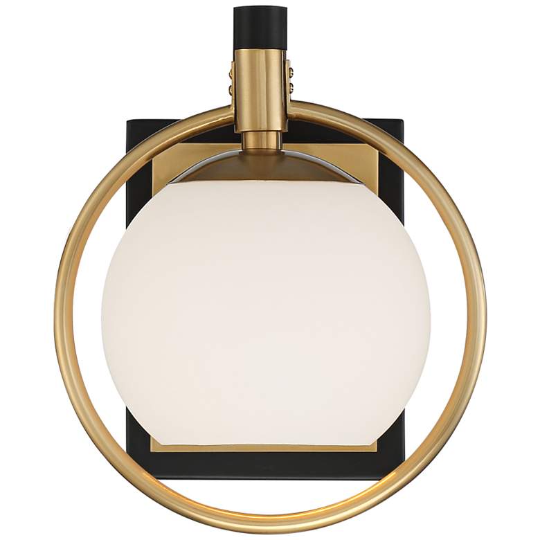 Image 6 Possini Euro Carlyn 9 1/2" High Antique Brass and Black Wall Sconce more views