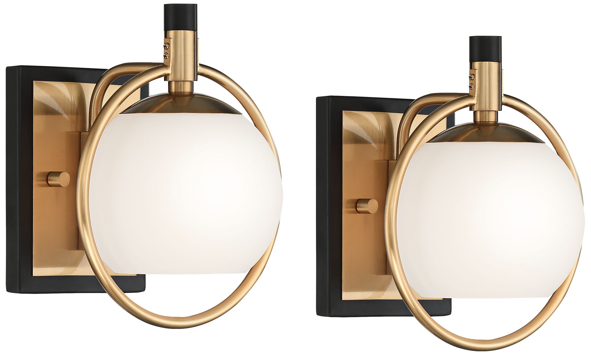 Possini Euro Carlyn 9 1/2" High Brass and Black Wall Sconces Set of 2