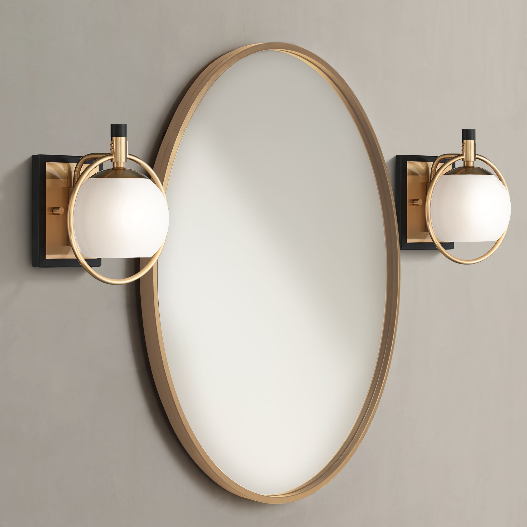 Image Possini Euro Carlyn 9 1/2" High Brass and Black Wall Sconces Set of 2
