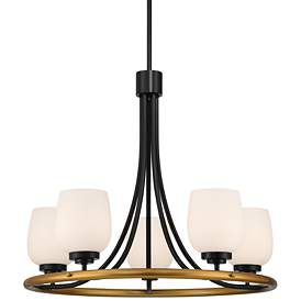 Image2 of Possini Euro Carrigan 25" Wide Black and Gold 5-Light Ring Chandelier