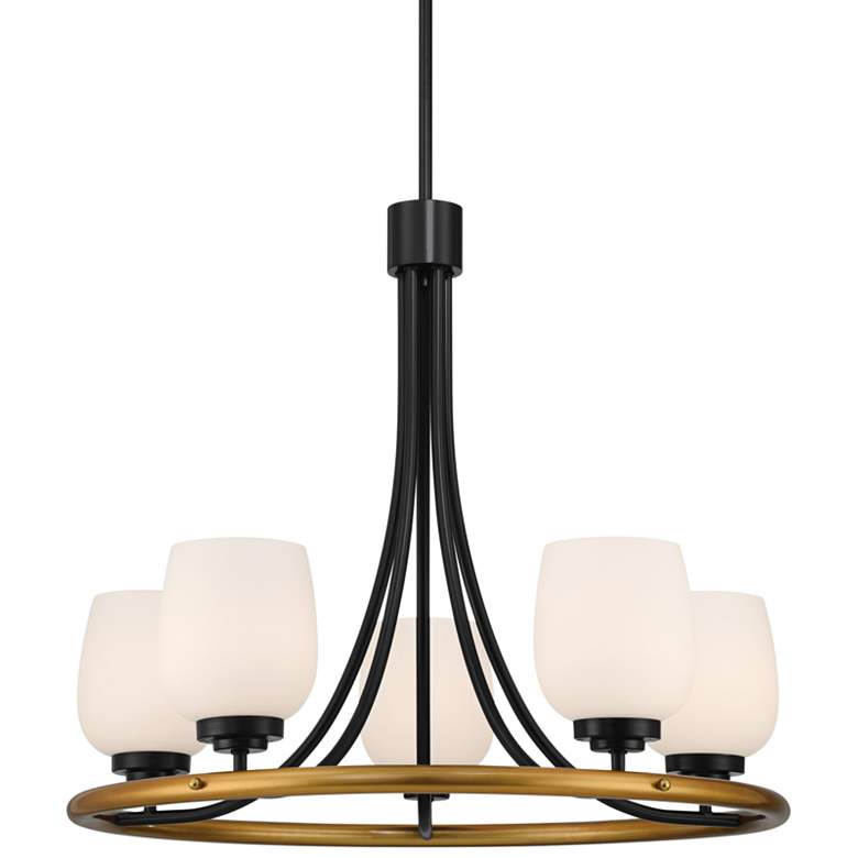 Image 2 Possini Euro Carrigan 25 inch Wide Black and Gold 5-Light Ring Chandelier