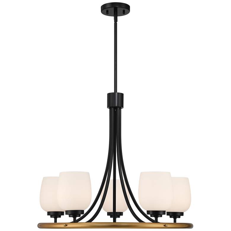 Image 5 Possini Euro Carrigan 25 inch Wide Black and Gold 5-Light Ring Chandelier more views