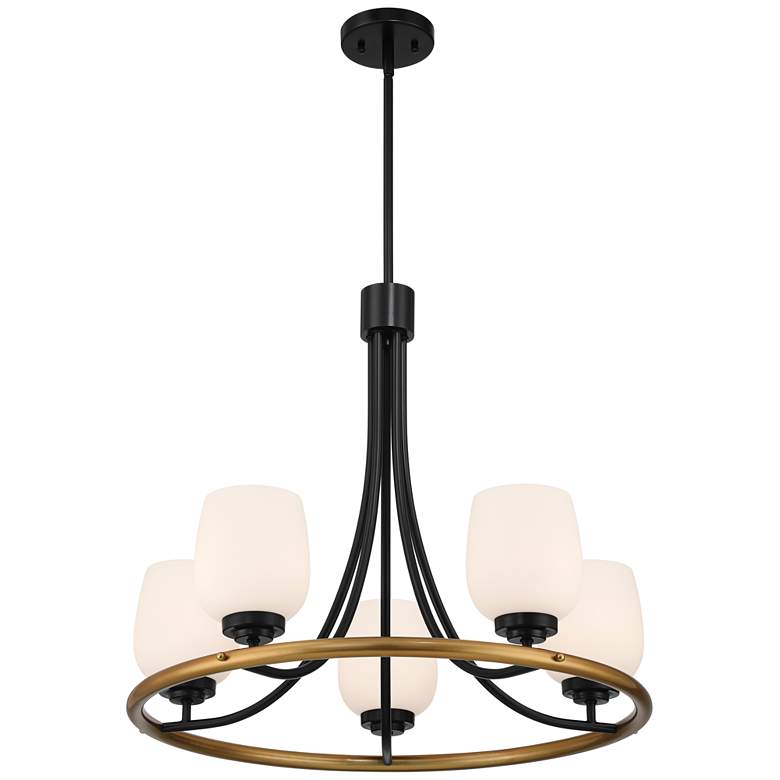 Image 6 Possini Euro Carrigan 25 inch Wide Black and Gold 5-Light Ring Chandelier more views