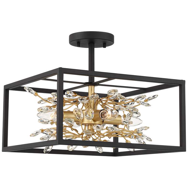 Image 4 Possini Euro Carrine 14 1/4" Black Gold Semi-Flushmount Ceiling Light more views