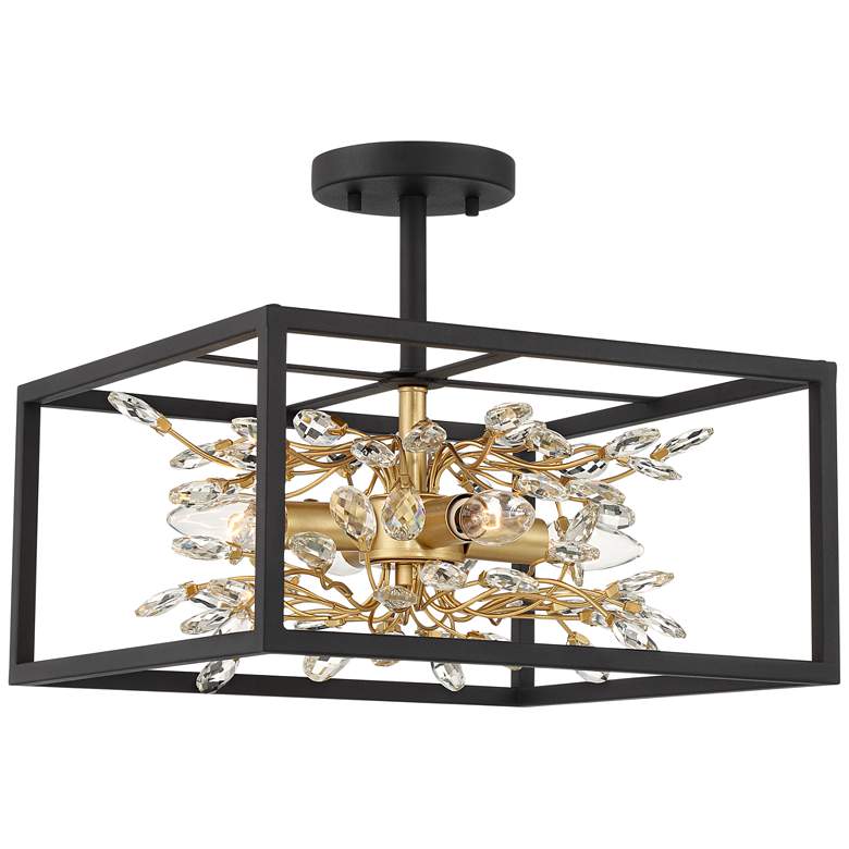 Image 4 Possini Euro Carrine 14 1/4 inch Black Gold Semi-Flushmount Ceiling Light more views