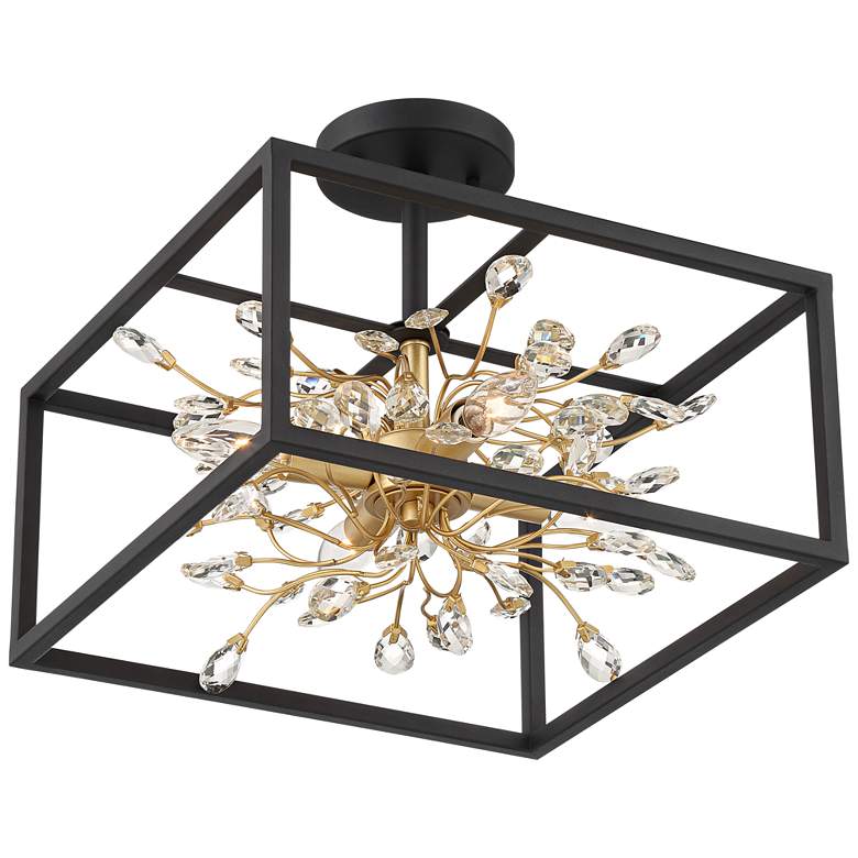 Image 5 Possini Euro Carrine 14 1/4 inch Black Gold Semi-Flushmount Ceiling Light more views