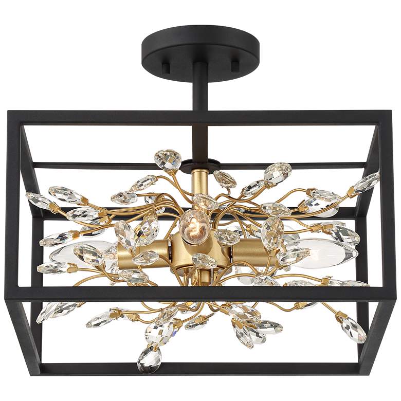 Image 6 Possini Euro Carrine 14 1/4" Black Gold Semi-Flushmount Ceiling Light more views