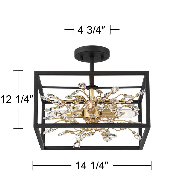 Image 7 Possini Euro Carrine 14 1/4" Black Gold Semi-Flushmount Ceiling Light more views