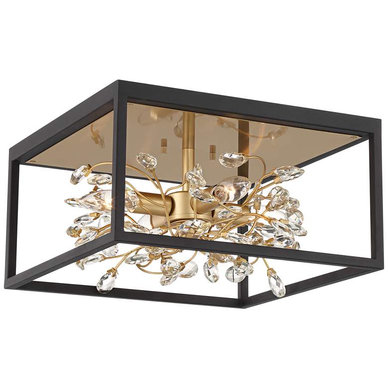 Image 2 Possini Euro Carrine 14 1/4 inch Wide Black Gold Flushmount Ceiling Light