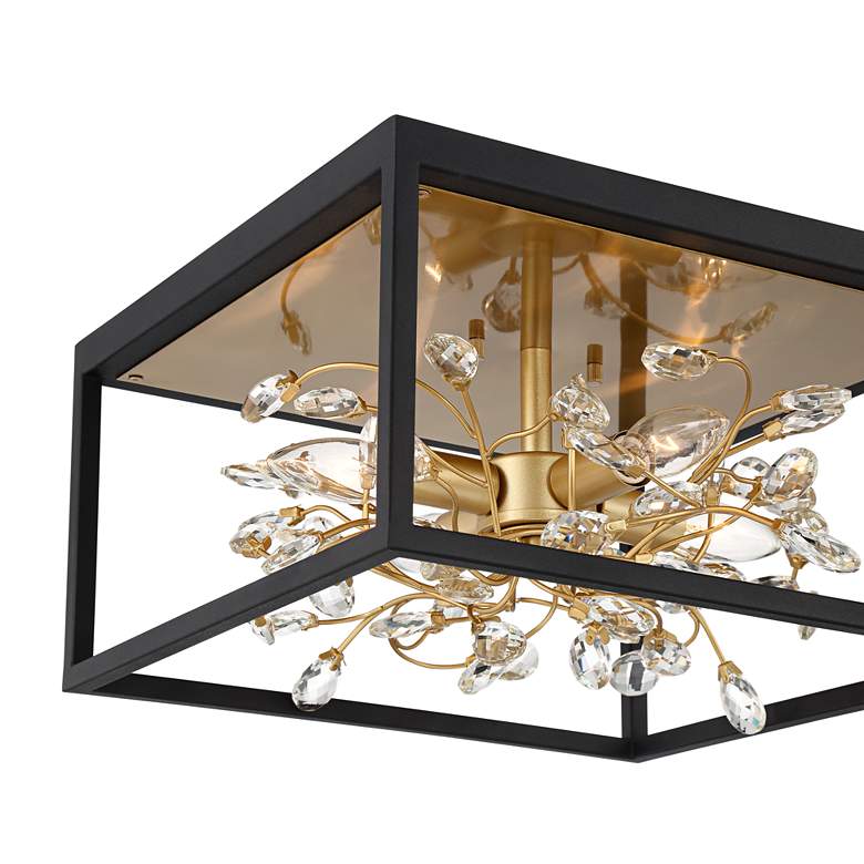 Image 4 Possini Euro Carrine 14 1/4" Wide Black Gold Flushmount Ceiling Light more views