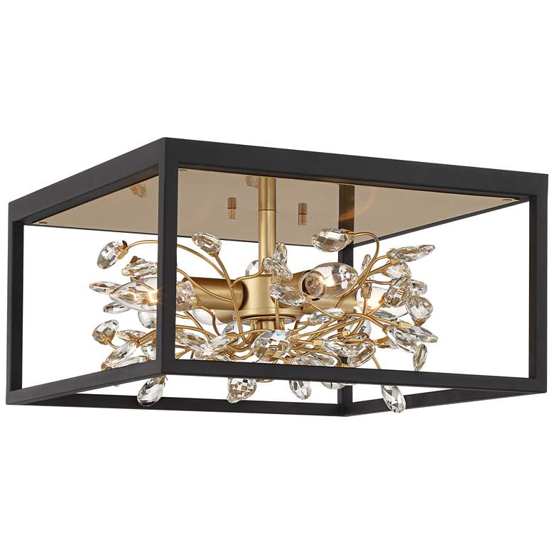 Image 4 Possini Euro Carrine 14 1/4 inch Wide Black Gold Flushmount Ceiling Light more views