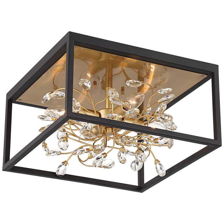 Image 6 Possini Euro Carrine 14 1/4" Wide Black Gold Flushmount Ceiling Light more views