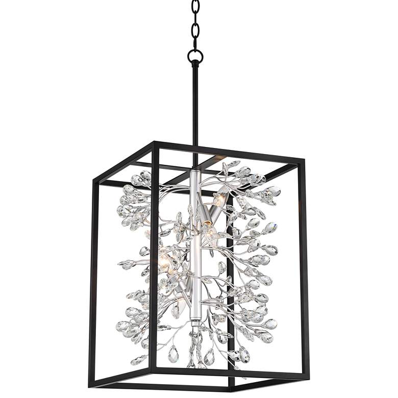 Image 2 Possini Euro Carrine 15 1/4 inch Black and Crystal 4-Light Pendant Light