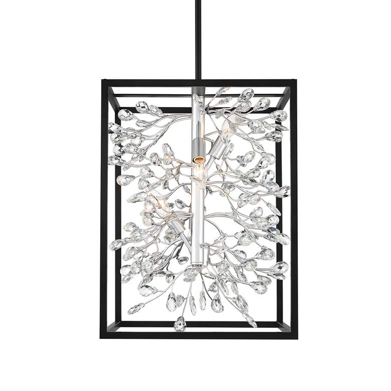 Image 3 Possini Euro Carrine 15 1/4 inch Black and Crystal 4-Light Pendant Light more views