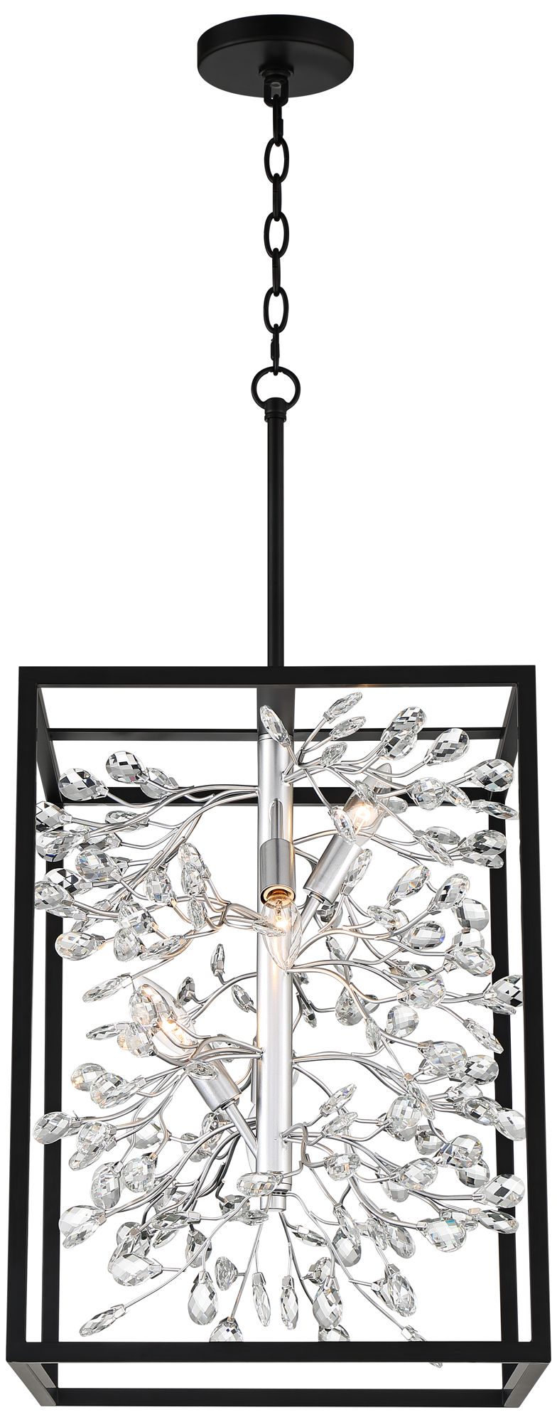 Possini Euro Carrine 15 1/4" Black and Crystal 4-Light Pendant Light