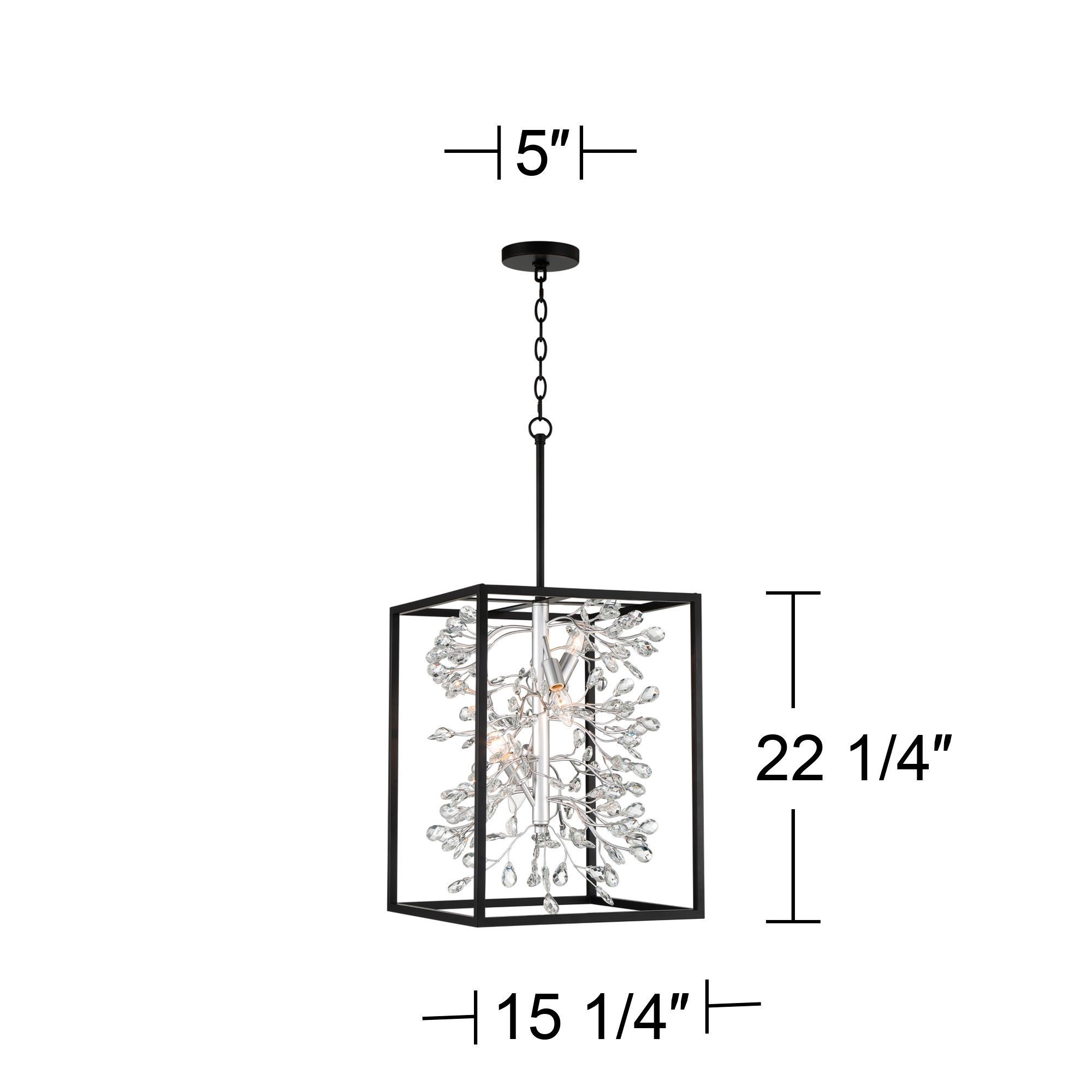 Possini Euro Carrine 15 1/4" Black and Crystal 4-Light Pendant Light