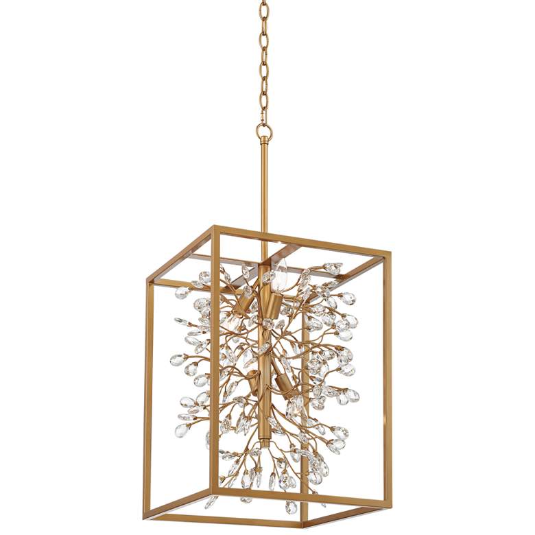 Image 3 Possini Euro Carrine 15 1/4" Crystal Gold Rectangle 4-Light Pendant