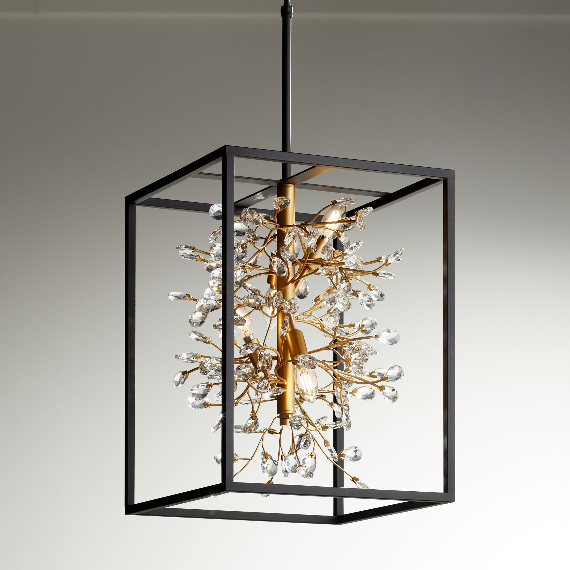 Watch A Video About the Possini Euro Carrine Black and Gold 4 Light Pendant Light