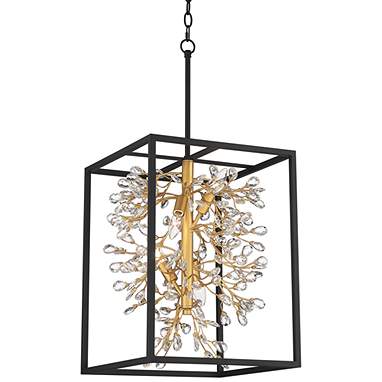 Possini Euro Carrine 15 1/4" Wide Black and Gold 4-Light Pendant Light