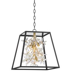 Possini Euro Carrine 15 3/4" Wide Black and Gold 5-Light LED Pendant