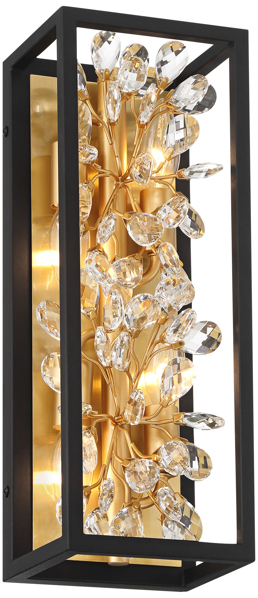Watch A Video About the Possini Euro Carrine Black and Gold Plated 4 Light Wall Sconce