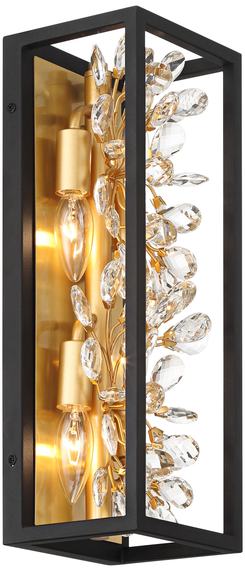 Watch A Video About the Possini Euro Carrine Black and Gold Plated 4 Light Wall Sconce