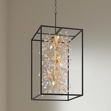 Possini Euro Carrine 20" Wide Modern Black and Gold 6-Light Pendant