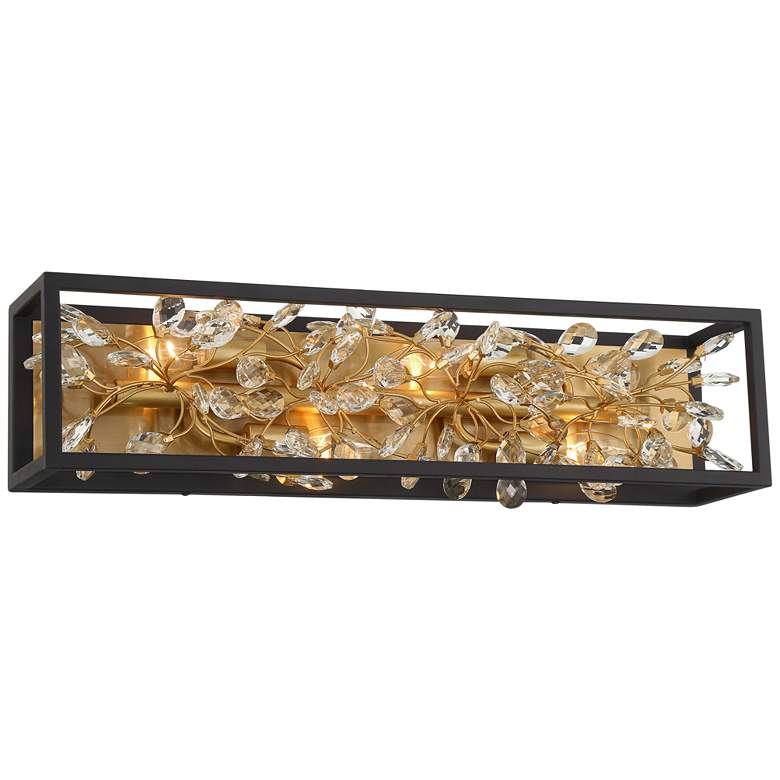 Image 3 Possini Euro Carrine 24" Wide Black and Gold Plated 4-Light Bath Light